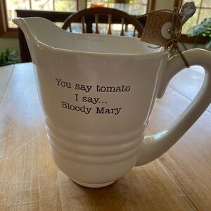 White Ceramic Bloody Mary Pitcher by Mud Pie